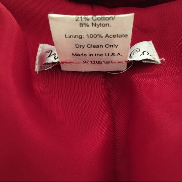 Vintage Will’s River Co. Velvet Blazer Faux Lamb Fur Jacket Pea Coat Red 2 Small - Picture 13 of 16